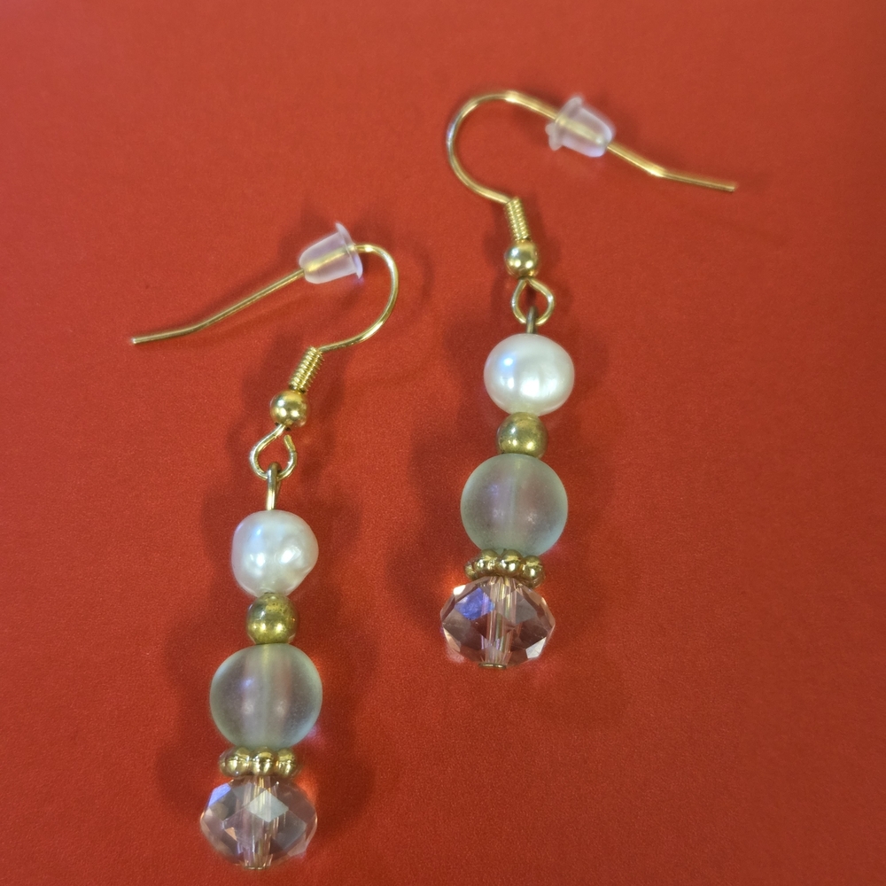 Freshwater Pearl and Glass Earrings